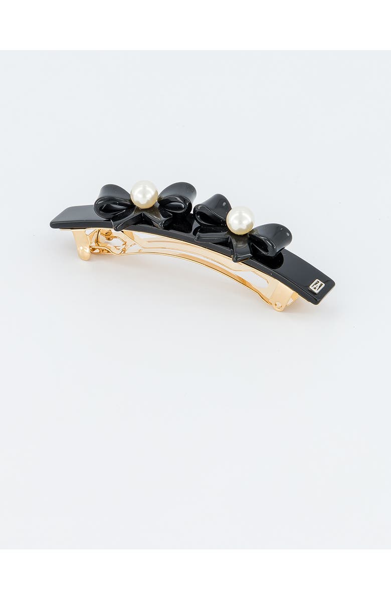 Alexandre de Paris Poesie Acetate And Pearls Barrette, Alternate, color, Black