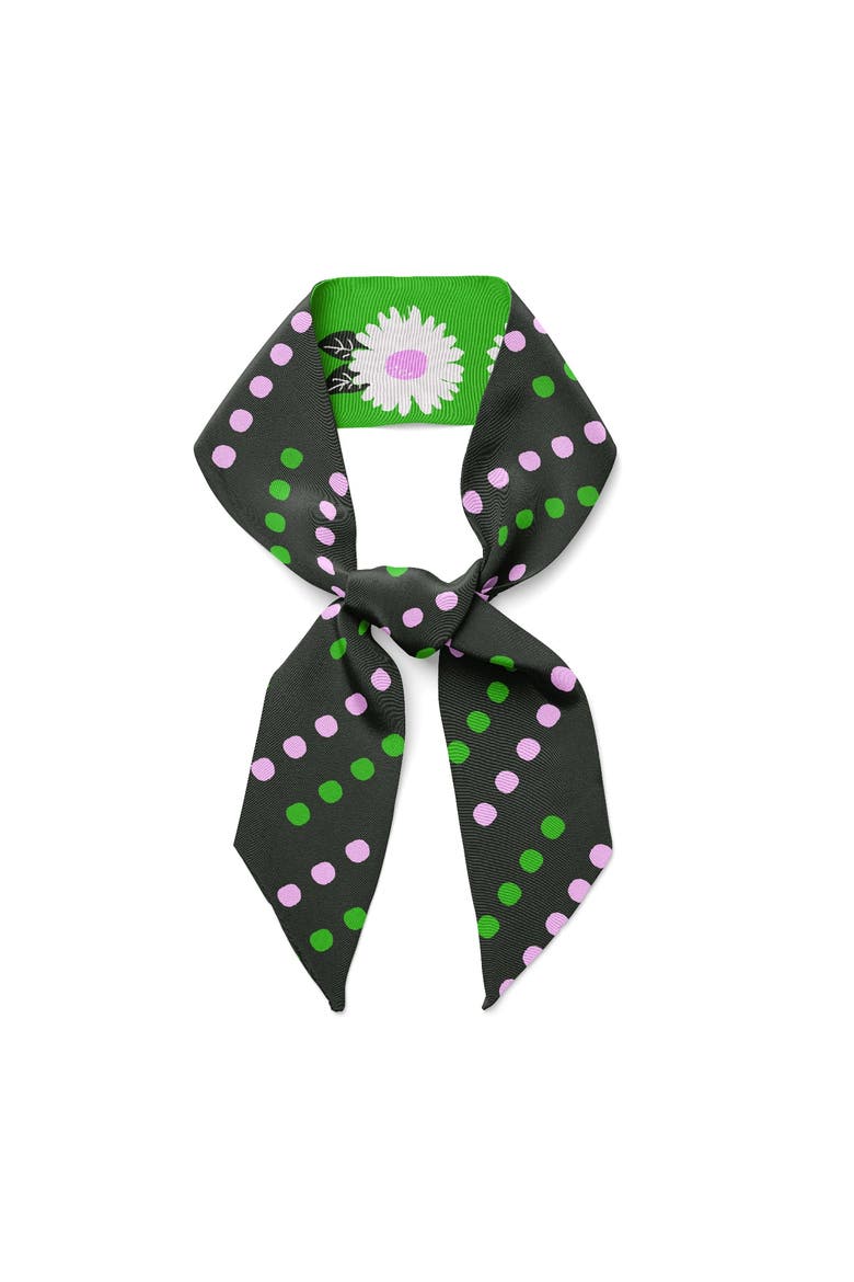 White Flower Twilly Ribbon Scarf, Alternate, color, White