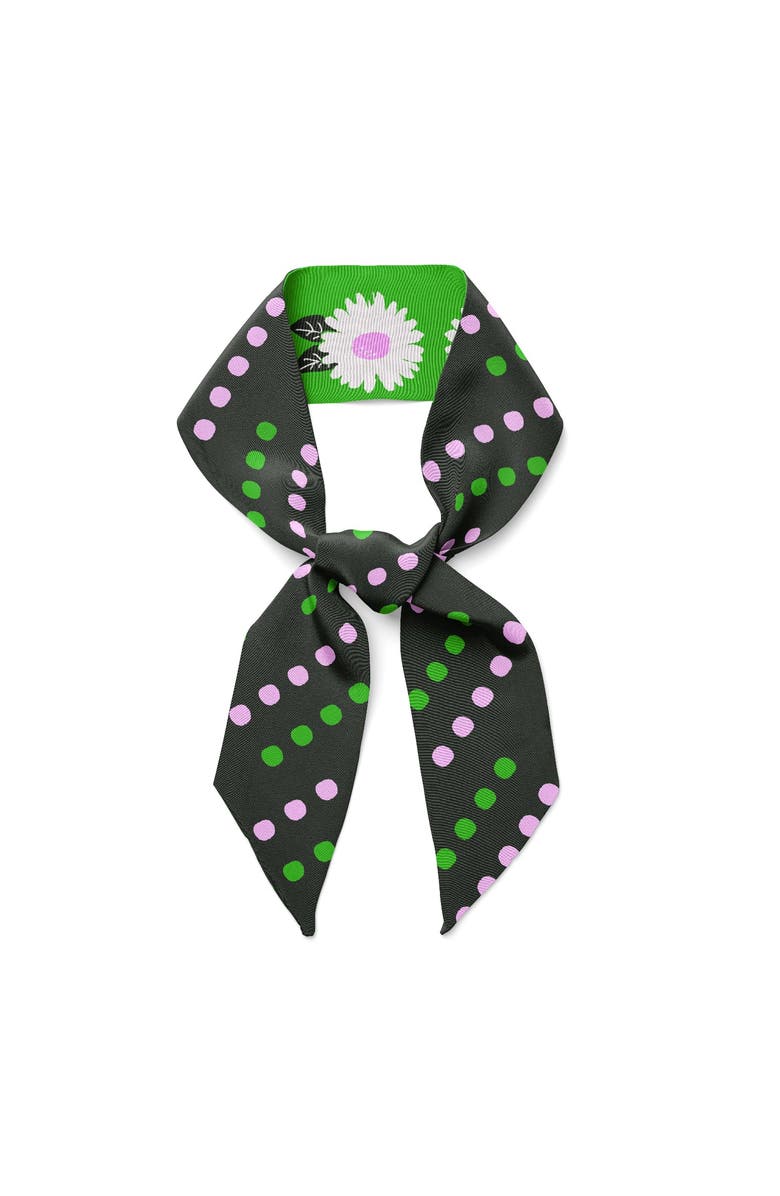 Centinelle White Flower Twilly Ribbon Scarf, Alternate, color, White