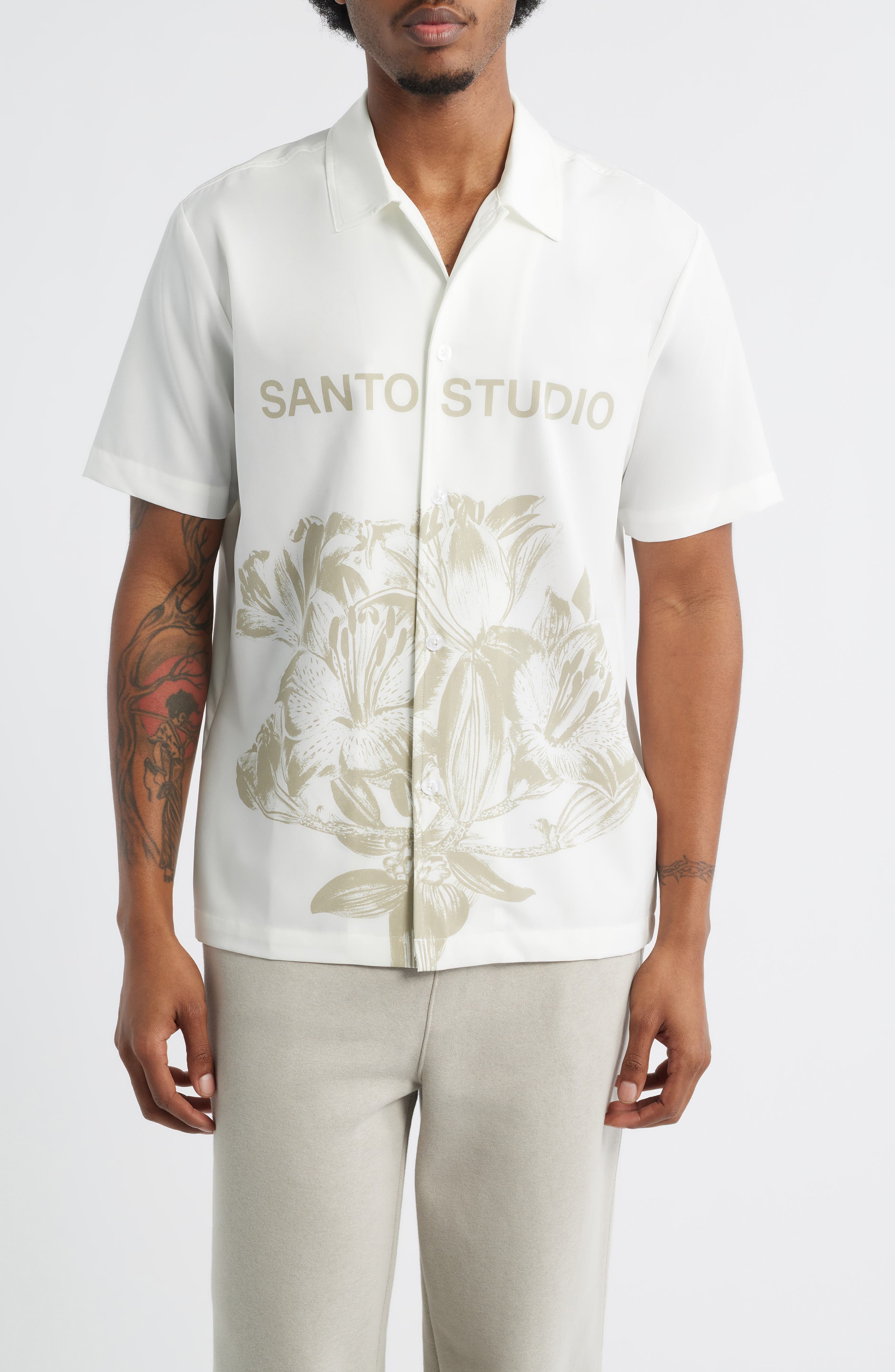 Jett Lawrence Edition - White Flower Button-Up Shirt