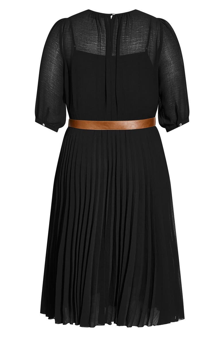 Love Pleat Belted Dress, Alternate, color, BLACK