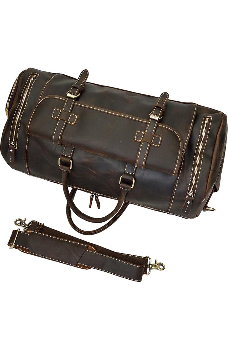 STEEL HORSE LEATHER The Bard Weekender | Handmade Leather Duffle Bag, Alternate, color, Dark Brown