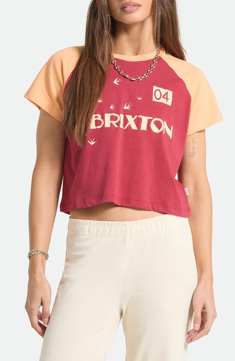 Swallow Sky Raglan Sleeve Crop Graphic T-Shirt