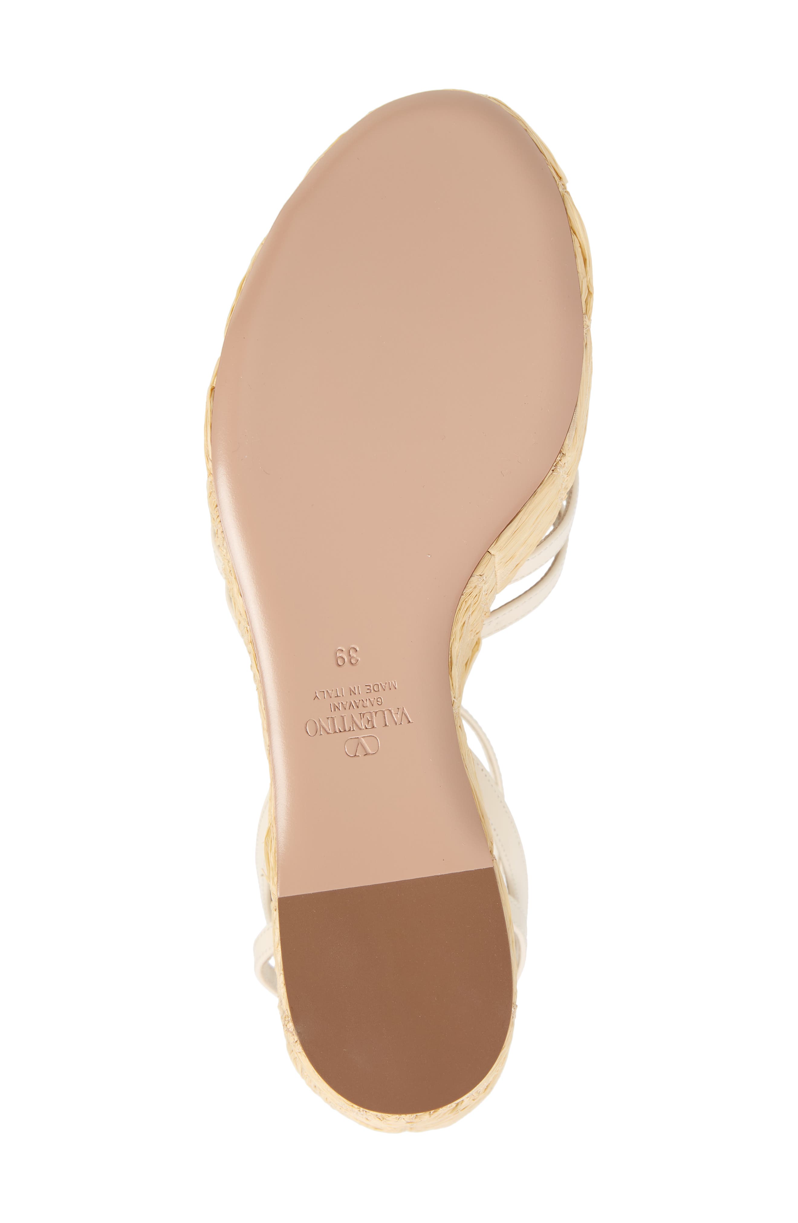 Valentino Garavani Raflower Platform Wedge Sandal, Alternate, color, Light Ivory/ Naturale
