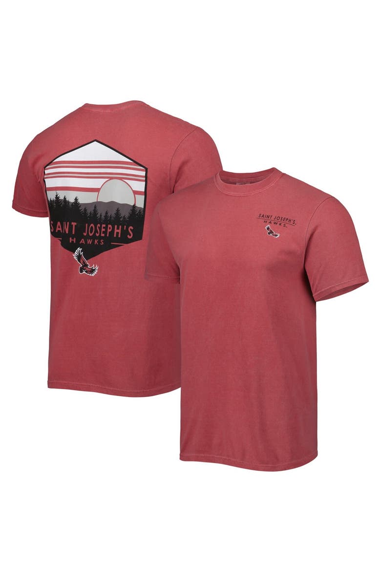 Men's Crimson Saint Joseph's Hawks Landscape Shield T-Shirt, Main, color, Crimson