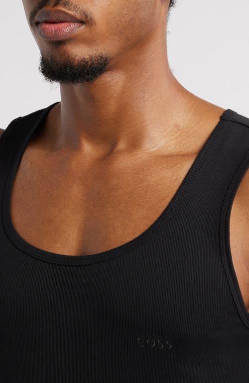 Hugo Boss Three-pack Of Cotton Tank Tops With Embroidered Logos In Black