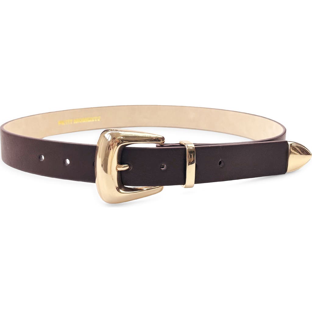 Petit Moments Monroe Faux Leather Belt in Brown/gold at Nordstrom, Size X-Small/small