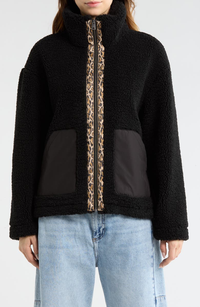 Levi's Faux Shearling Full Zip Jacket, Alternate, color, Black Leopard