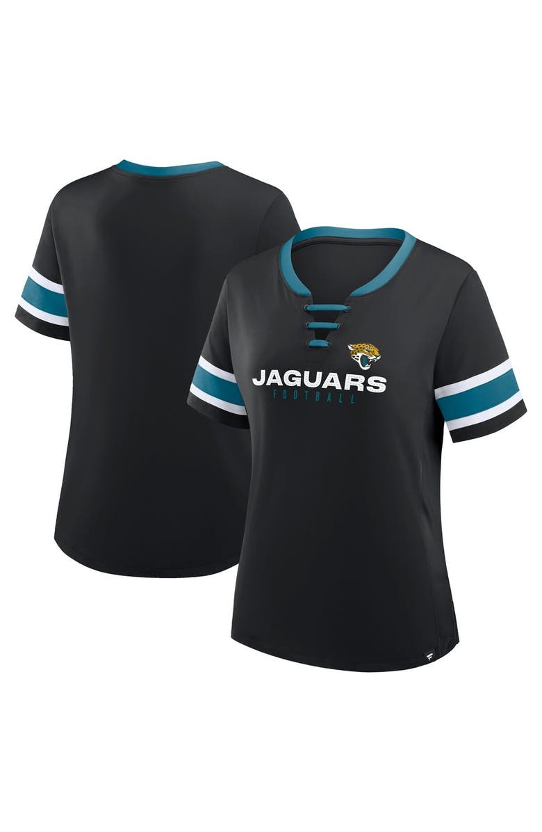 FANATICS Women
s Fanatics Black Jacksonville Jaguars Redzone Draw Play Athena Lace-Up T-Shirt, Main, color, Black