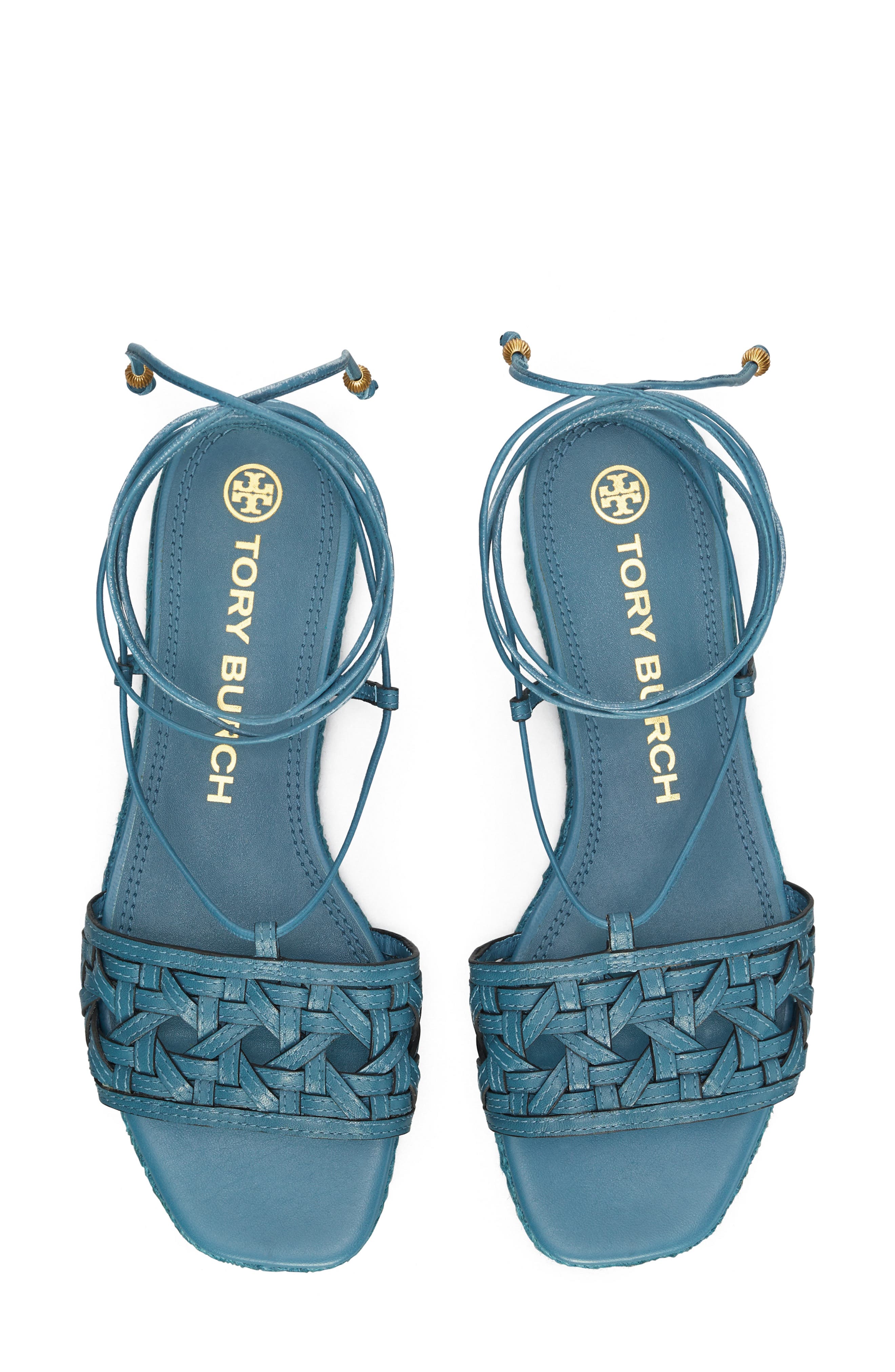 Basketweave Lace-Up Sandal, Alternate, color, BRISK BLUE