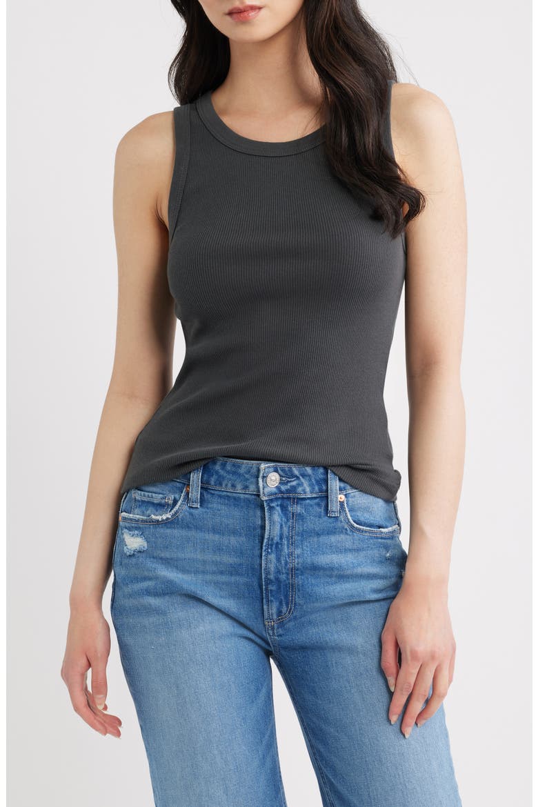 Julianna Cotton Rib Tank, Main, color, WASHED BLACK