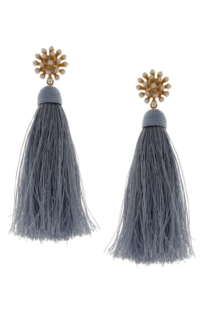 OLIVIA WELLES Briella Imitation Pearl & Tassel Drop Earrings, Main, color, 