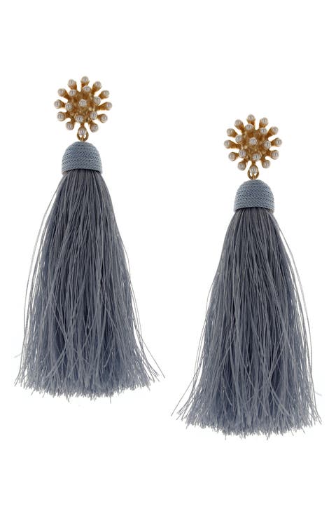 Briella Imitation Pearl & Tassel Drop Earrings