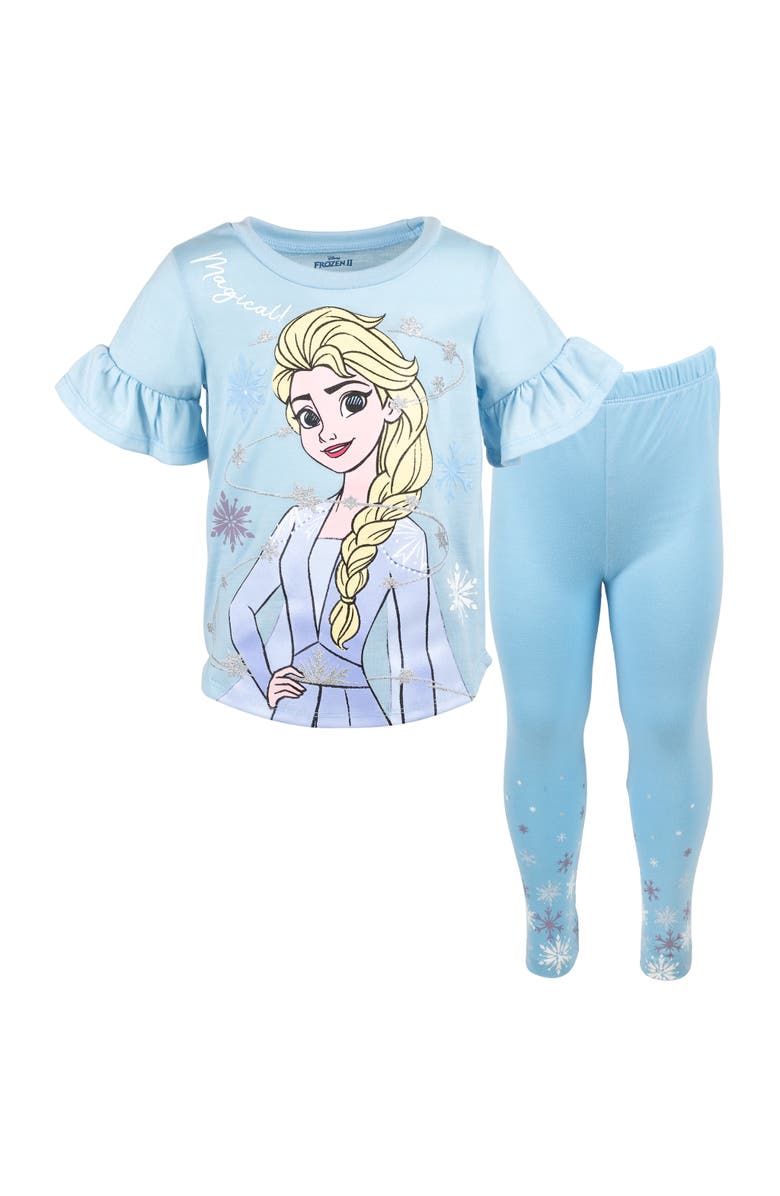 Disney Frozen Queen Elsa 2-Piece Tee and Leggings Set, Main, color, Elsa Light Blue