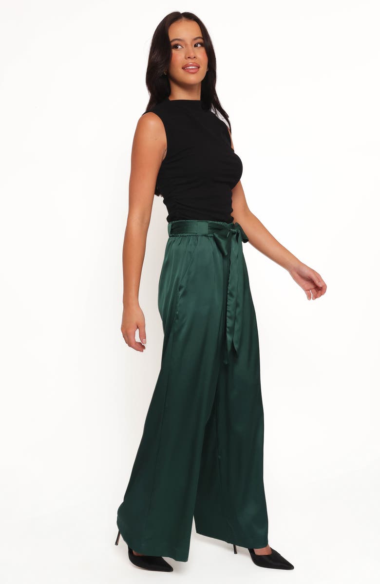 Petal & Pup Alie Satin Wide Leg Pants, Alternate, color, Emerald