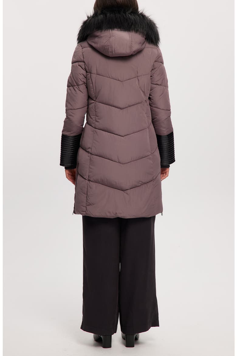 Priya Water Resistant Mixed Media Parka with Faux Fur Trim, Alternate, color, PLUM