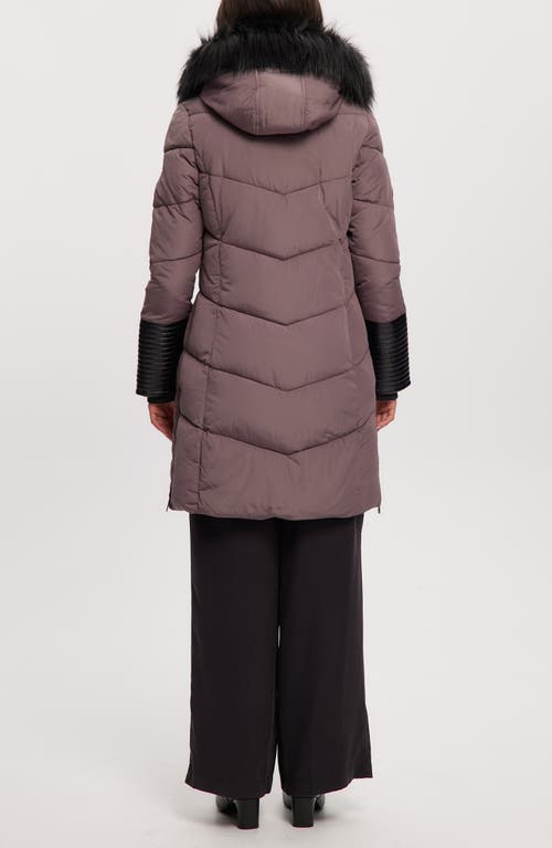 Noize Priya Water Resistant Mixed Media Parka With Faux Fur Trim In Plum