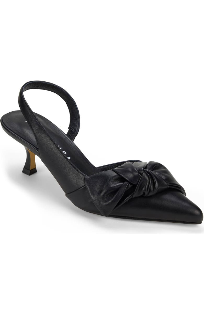 Yosi Samra Kaleigh Bow Slingback Pointed Toe Kitten Heel Pump, Main, color, Black