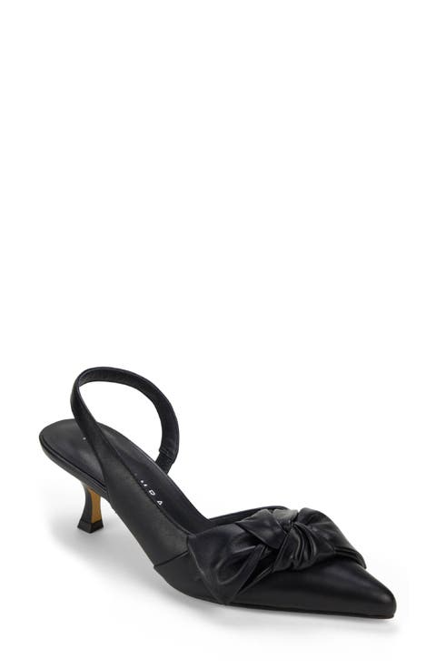 Kaleigh Bow Slingback Pointed Toe Kitten Heel Pump (Women)
