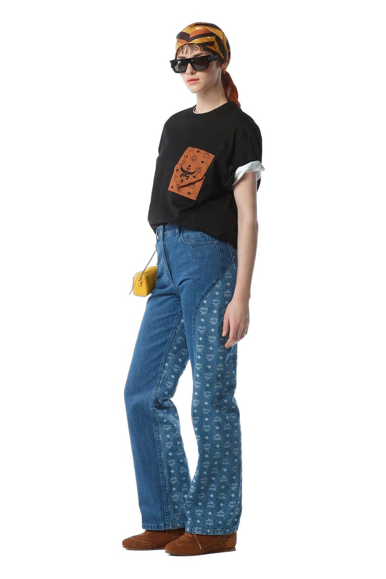 Monogram Jeans in Denim Jacquard, Alternate, color, Blue