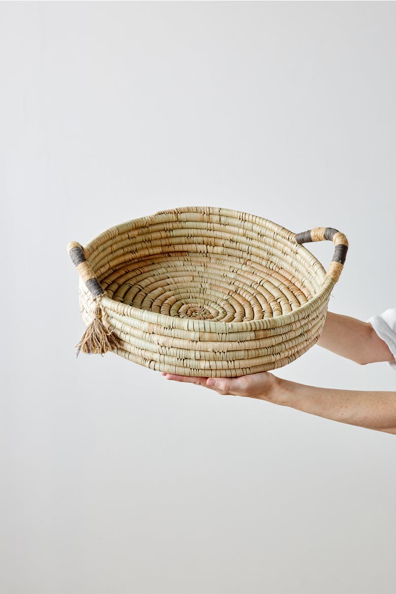 Natural Banded Betty Tray with Tassel, Alternate, color, Natural
