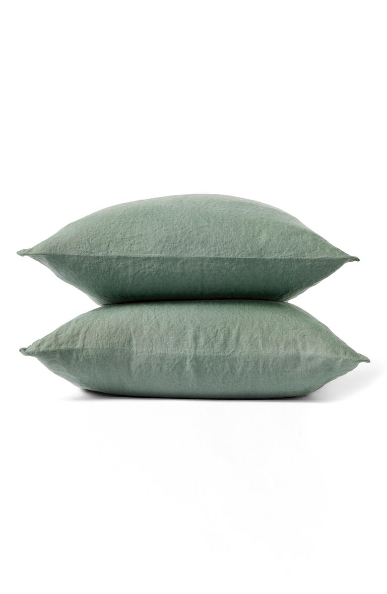 Coyuchi Relaxed Organic Linen Pillowcases, Main, color, Juniper
