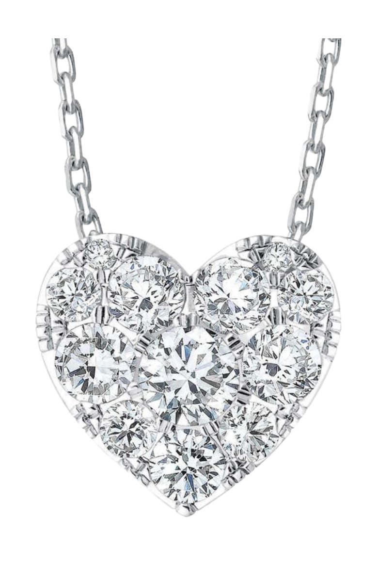Bliss Diamond 3/4Ct Diamond Heart Pendant 14k Gold 18" Necklace Lab Grown, Main, color, 14K White Gold