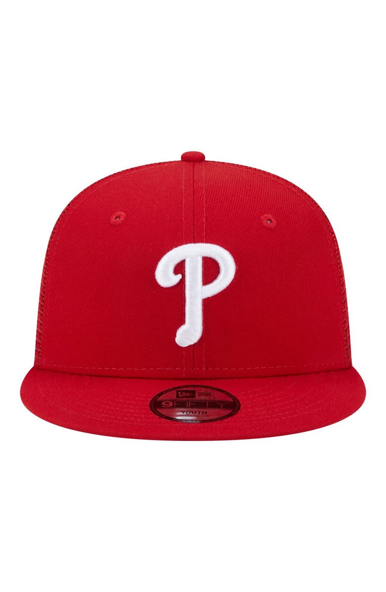 New Era Youth New Era  Red Philadelphia Phillies 9FIFTY Trucker Snapback Hat, Alternate, color, Red