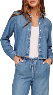 Bella Dahl Fray Hem Crop Denim Shirt