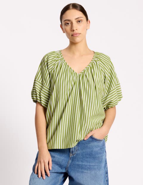 Green Stripe Lantern Top