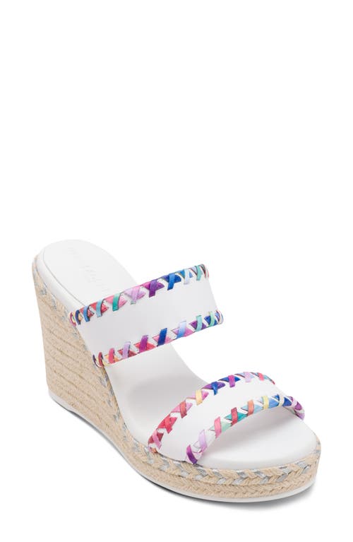 Karl Lagerfeld Paris Charcel Double Strap Espadrille Wedge Sandal In Bright White