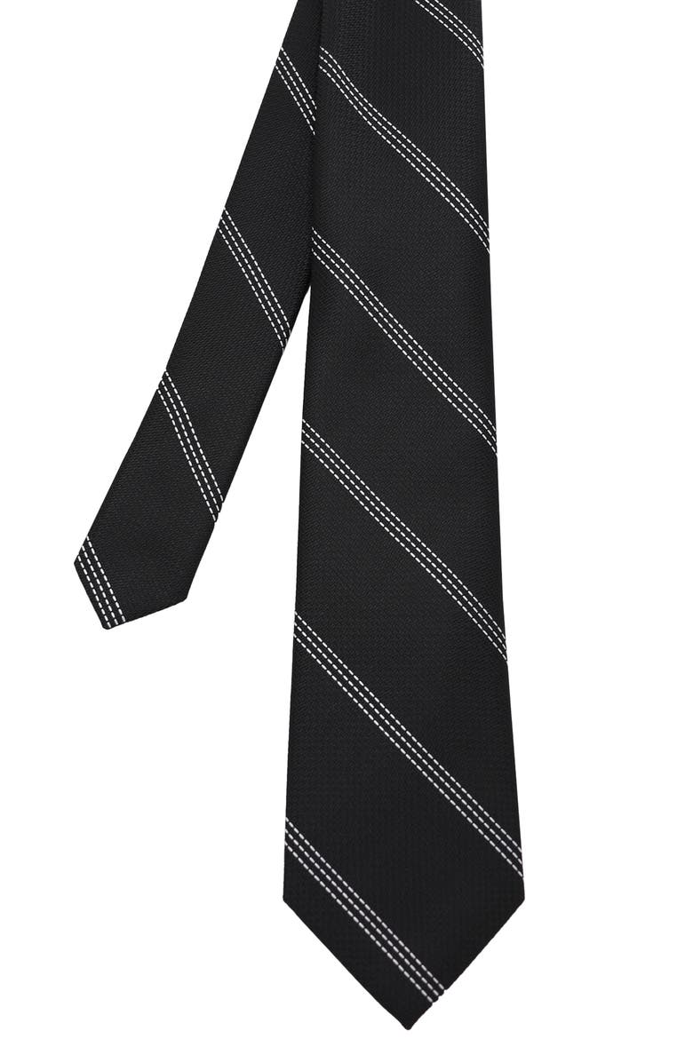 Stitch Stripe Tie, Alternate, color, BLACK/ WHITE