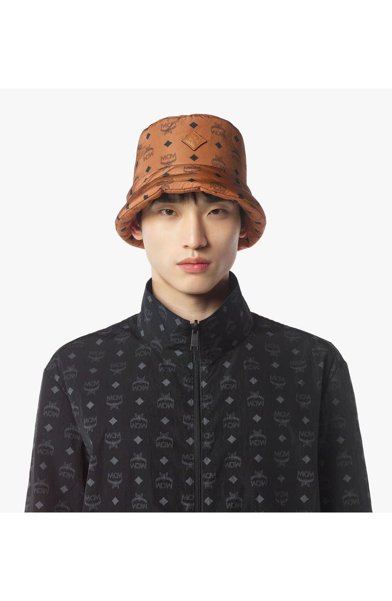 MCM Padded Bucket Hat in Monogram Print ECONYL<sup>®</sup>, Alternate, color, Cognac