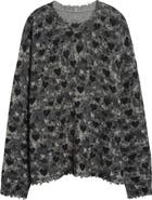 R13 Distressed Heart Print Cashmere Sweater