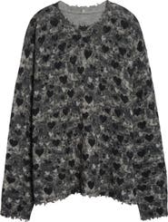 R13 Distressed Heart Print Cashmere Sweater