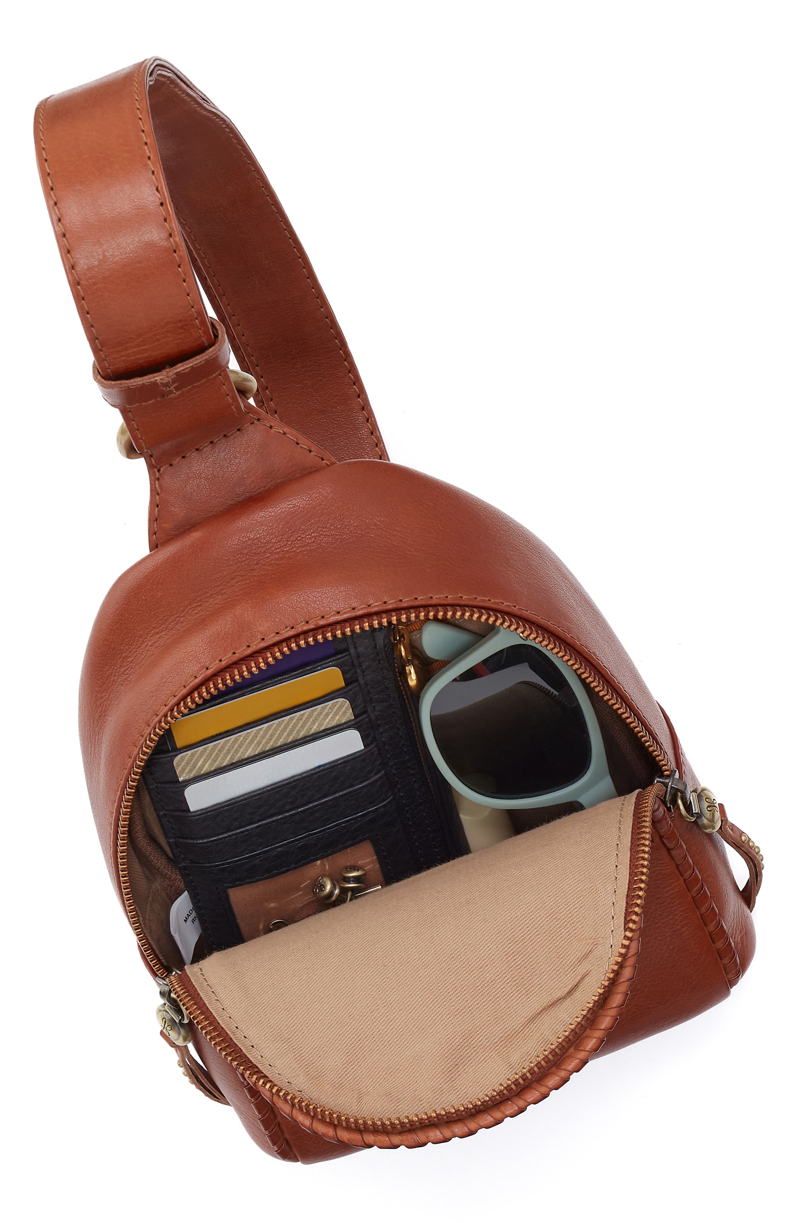 Fern Leather Sling Bag, Alternate, color, KINDLING BROWN