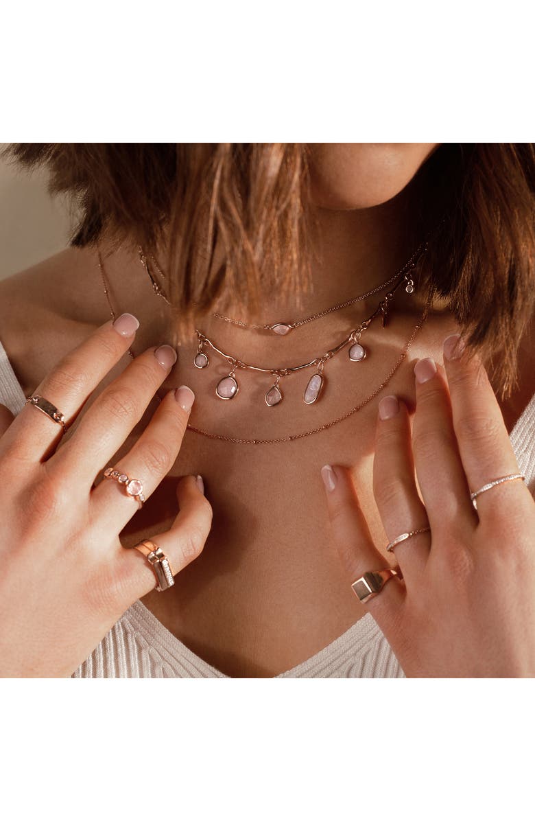 Monica Vinader Siren Mini Nugget Pendant Necklace, Alternate, color, Rose Gold/ Rose Quartz