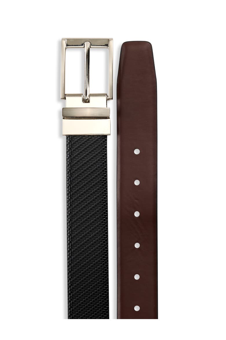Big & Tall Reversible Basketweave Belt, Alternate, color, BLACK COGNAC