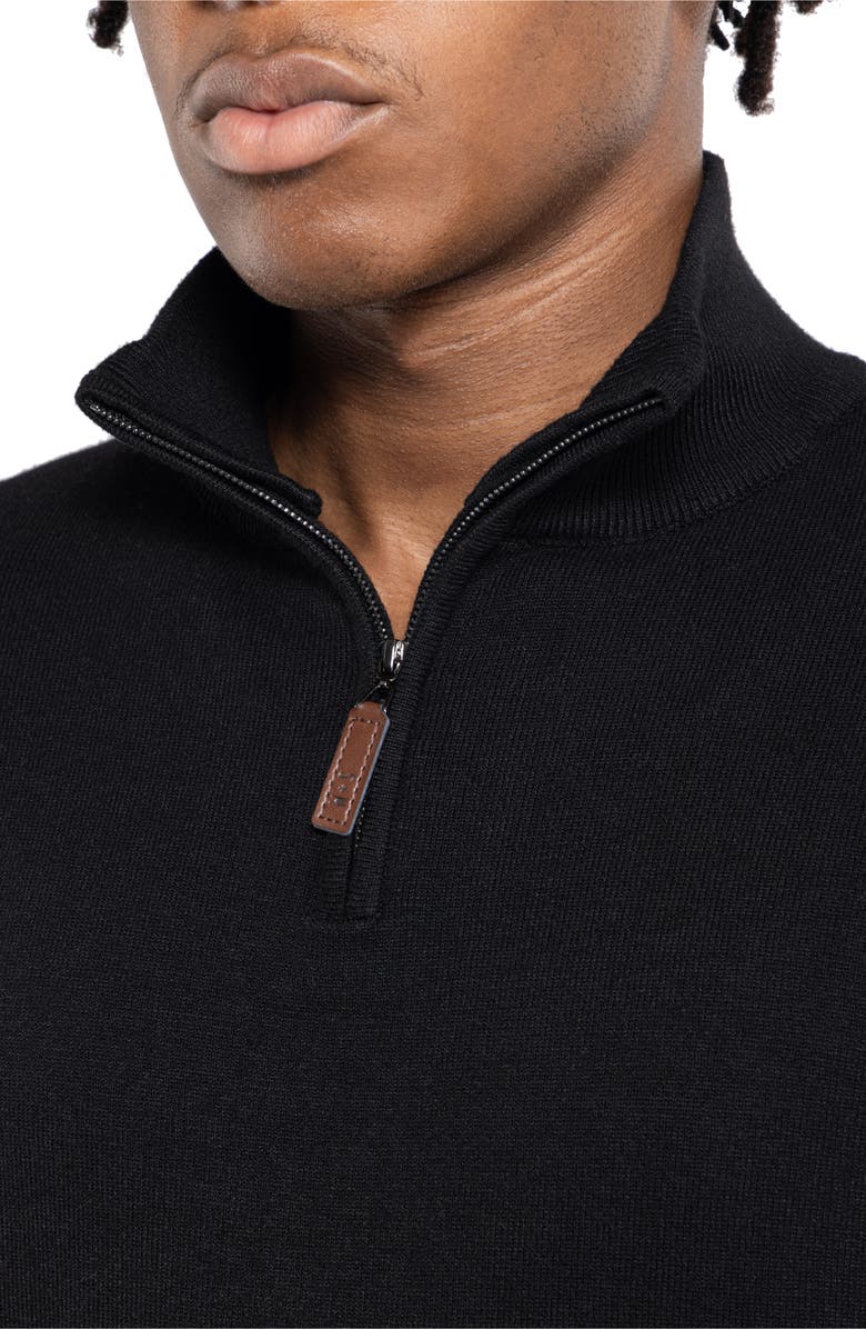 Spring + Mercer Mock Neck Quarter Zip Sweater, Alternate, color, Black