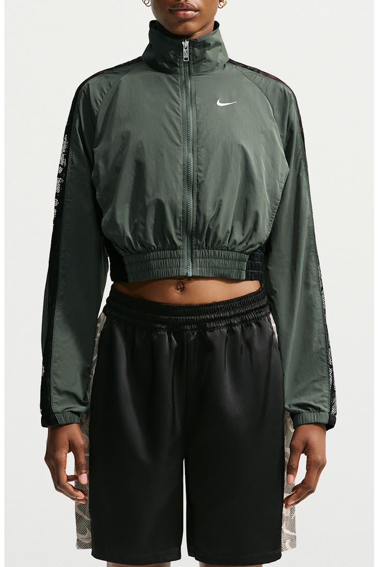 Sportswear Cropped Track Jacket, Main, color, CAMO GREEN/ BLACK/ WHITE