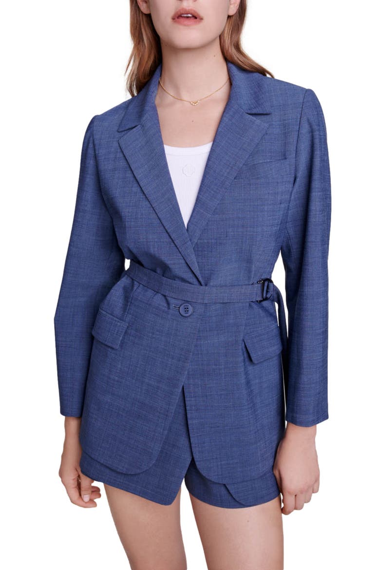 Veronica Belted Blazer, Main, color, PETROL BLUE