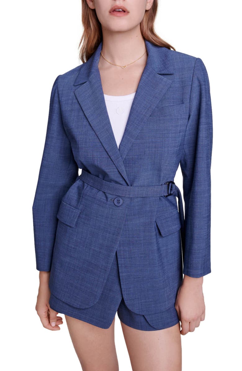 maje Veronica Belted Blazer, Main, color, 
