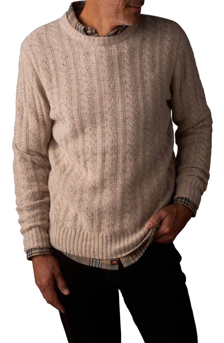 The Normal Brand Kennedy Cable Knit Wool Blend Crewneck Sweater, Main, color, Stone