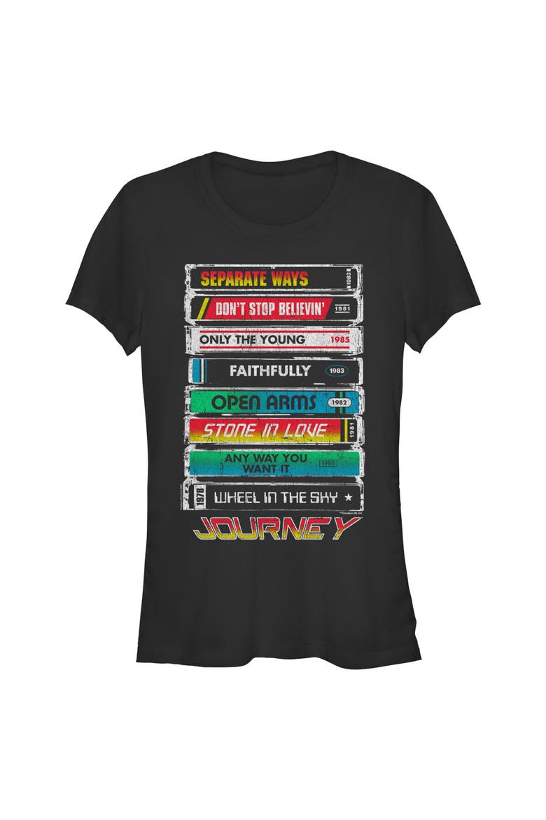 Junior's Journey Tape Deck Hits  Graphic T-Shirt, Main, color, Black