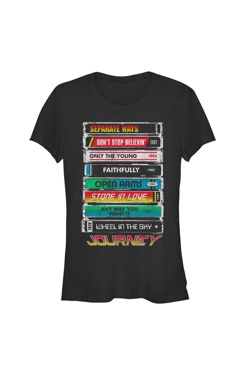 JOURNEY Junior's Journey Tape Deck Hits  Graphic T-Shirt, Main, color, Black