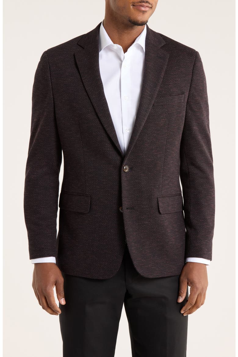 Bird's Eye Notch Lapel Cotton Blend Sport Coat, Main, color, PURPLE/ BLACK