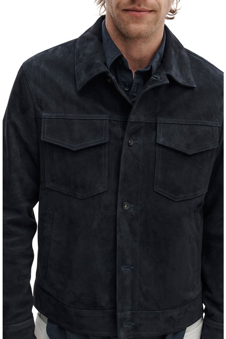 Suede Trucker Jacket, Alternate, color, NAVY