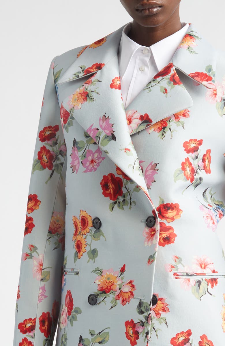 Brandon Maxwell The Delaney Floral Virgin Wool & Silk Faille Tuxedo Jacket, Alternate, color, Light Blue Floral