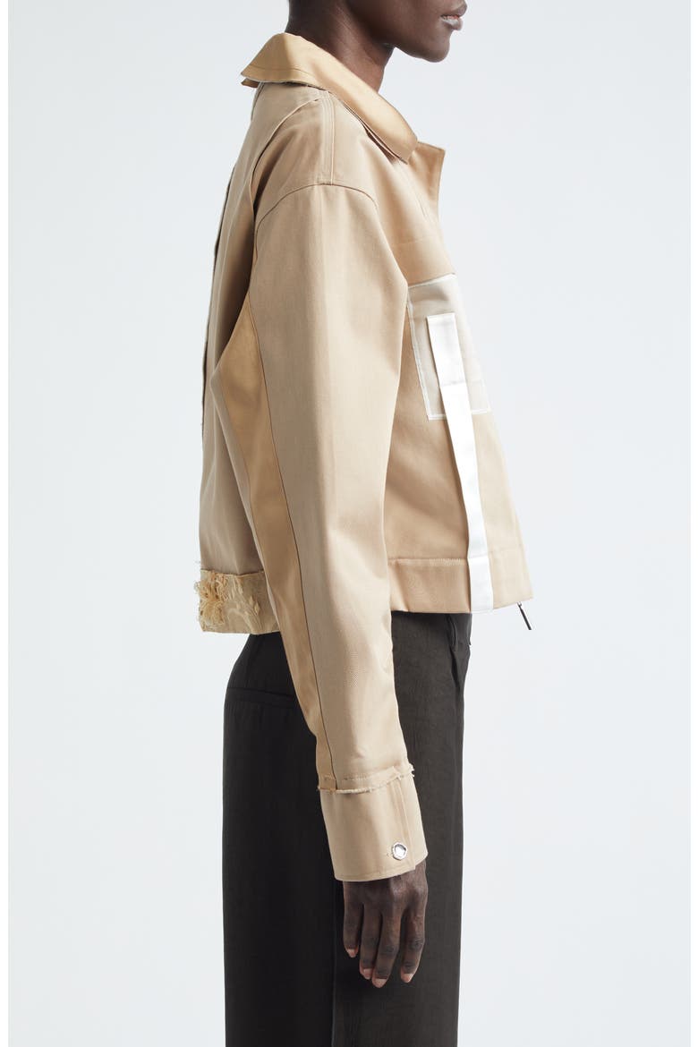 Collage Boxy Oversize Organic Cotton Twill Jacket, Alternate, color, CARDBOARD