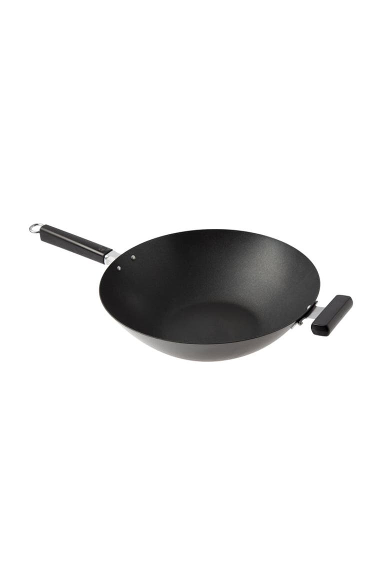 Carbon Steel Ceramic Nonstick Flat Bottom Wok with Phenolic Handles, 14-Inch, Main, color, Black